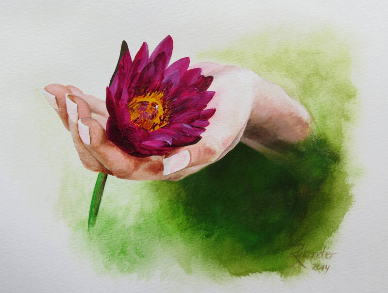 Hand with flower painting