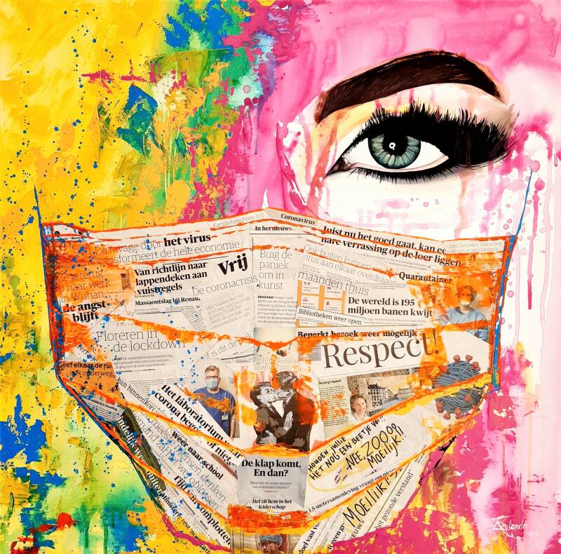 Abstract collage art face mask