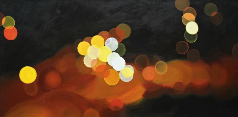 bokeh painting yellow orange