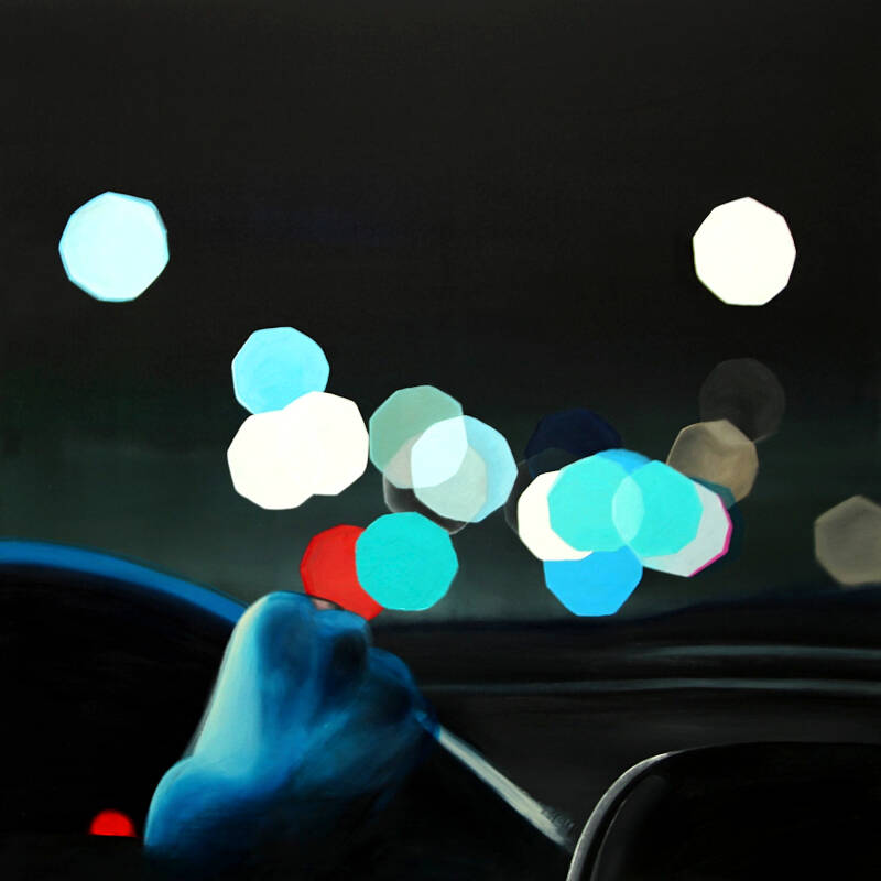 bokeh painting car view at night