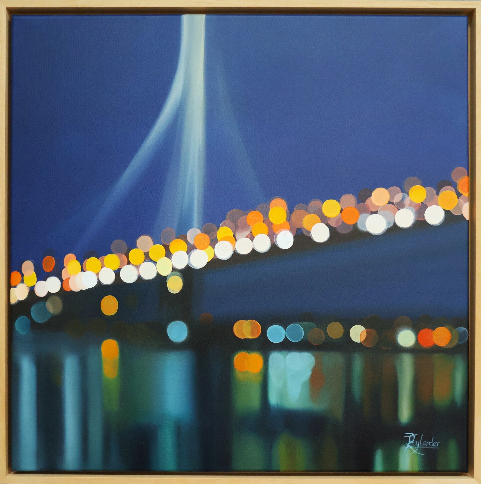 bokeh painting orange black blue