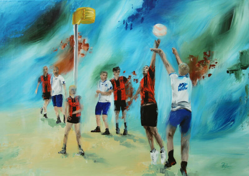 Schilderij korfbal mannen 