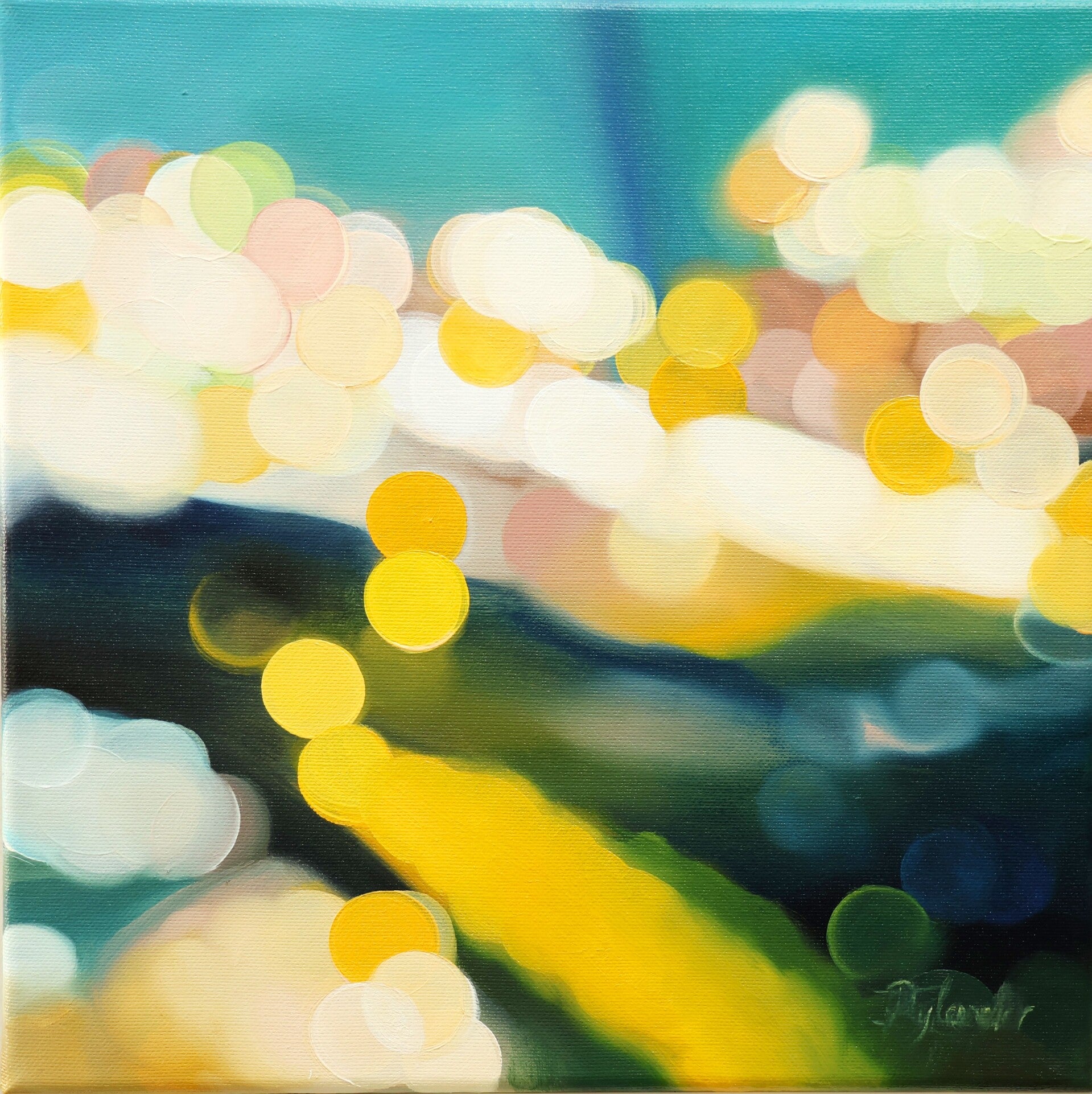bokeh schilderij oranje blauw zwart