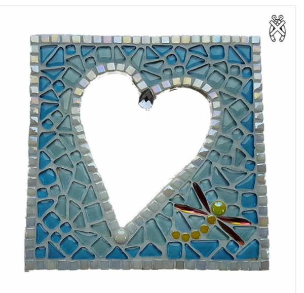 Mozaiek spiegel Hart Blauw