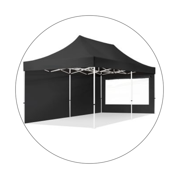Vouwtent zwart 3x6m