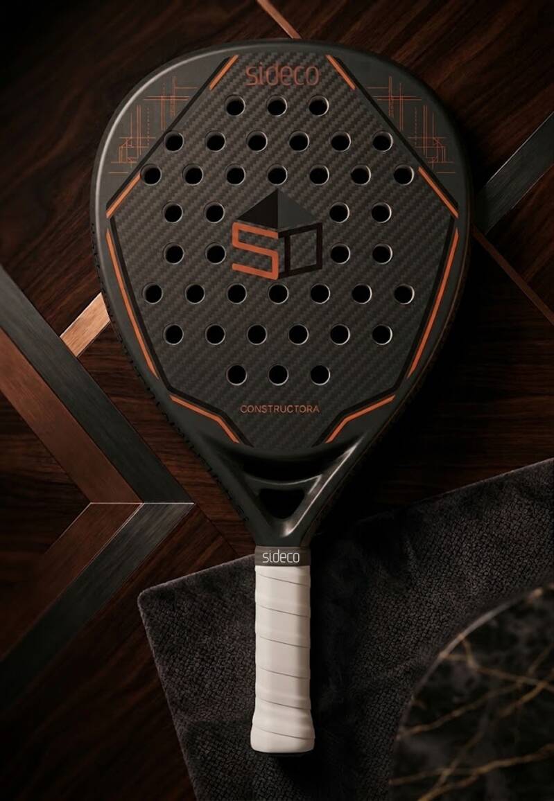 Custom padel racket developed with corporate branding and bespoke design