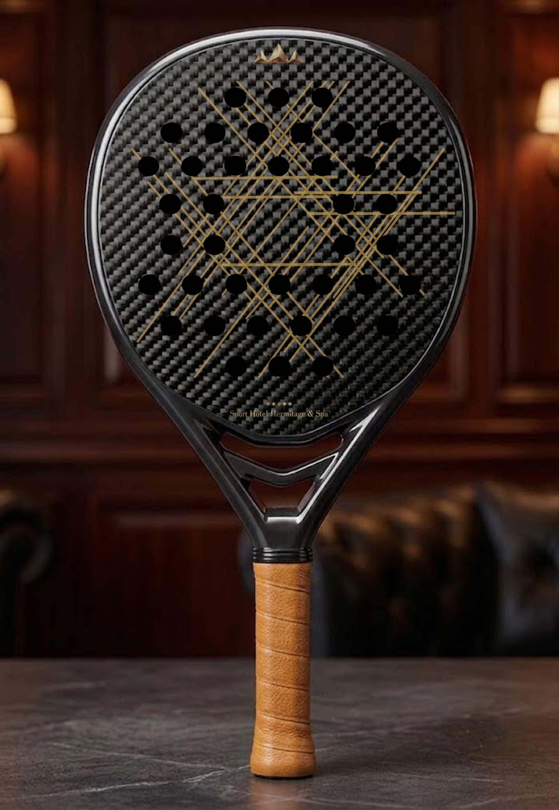 Custom padel racket designed for a luxury hotel project