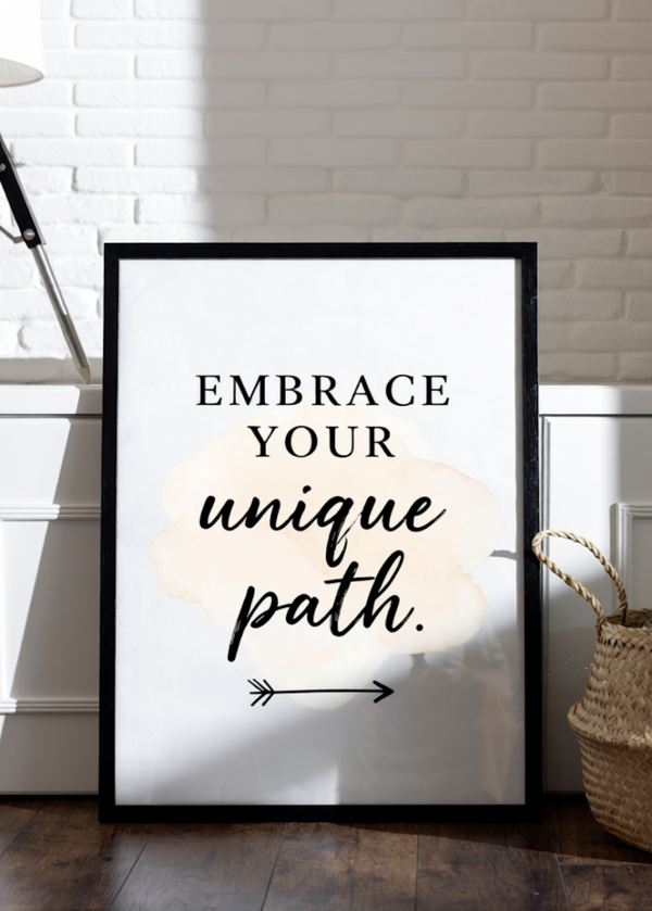 “EMBRACE YOUR unique path” Typography Poster – A3–A6 UK Motivational Art