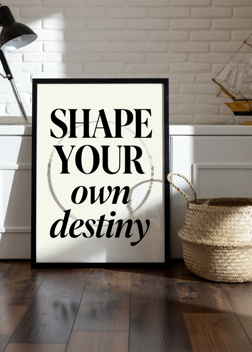 Sophisticated “SHAPE YOUR own destiny” Typography Poster – A3–A6 Motivational Art UK