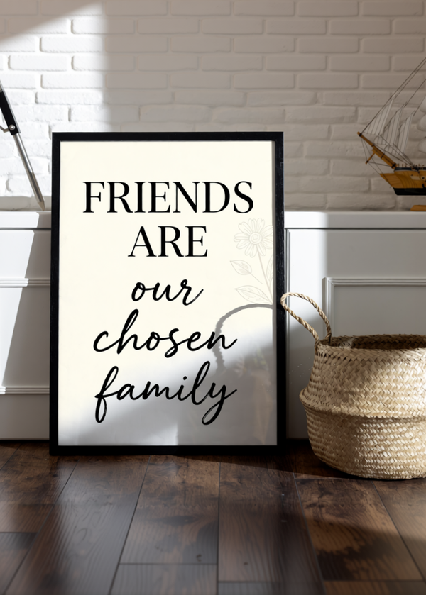 Friendship Quote Typography Print – Minimalist Black and White Wall Art – A3 A4 A5 A6 – Black Framed or Unframed – Modern Home Décor UK