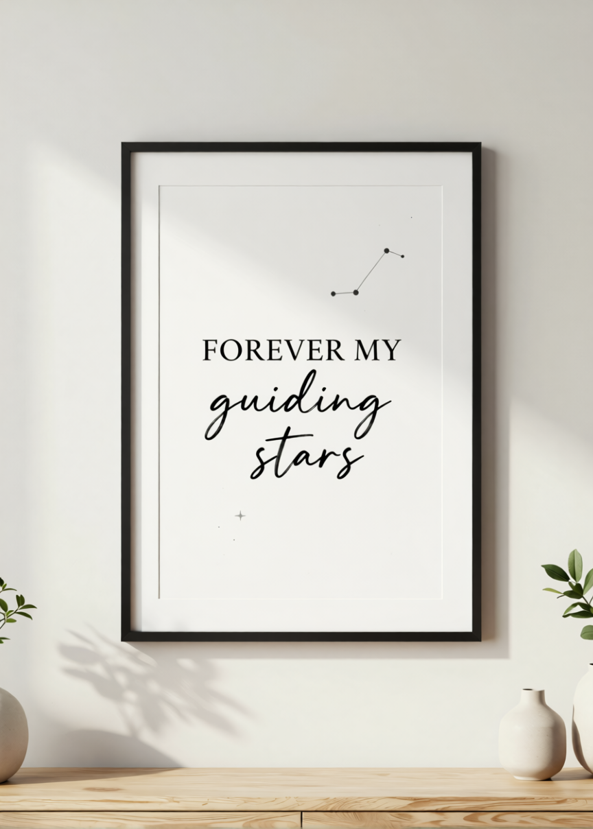 Typography Guiding Stars Parents Quote Print – Minimalist Family Wall Decor with Elegant Script Design