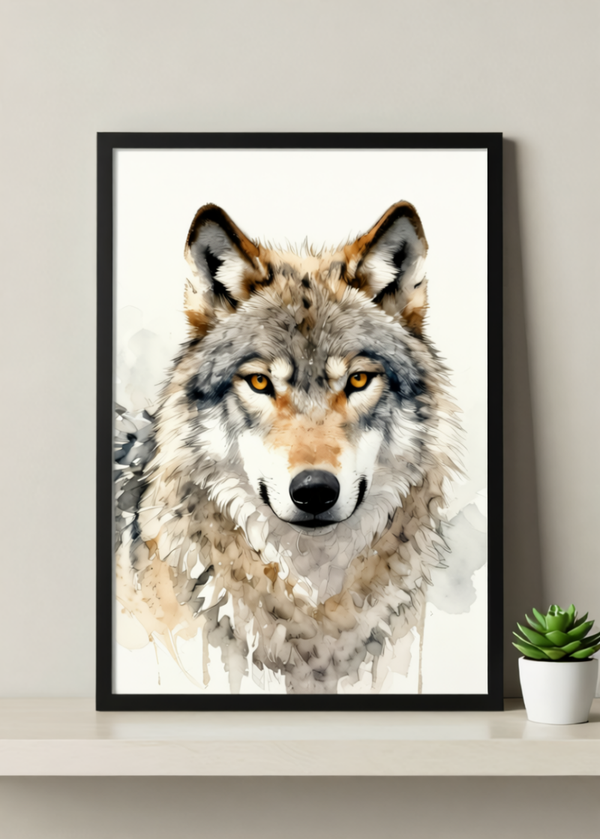 Lone Wolf – Watercolor Wolf Print – Wildlife Art, Nature Wall Art, Boho Decor
