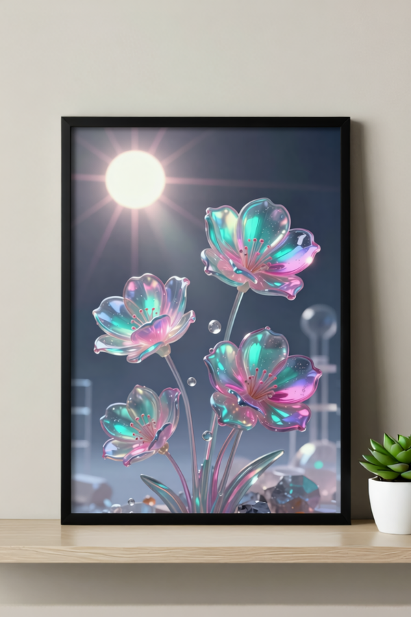 Lumina Bloom – Iridescent Floral Wall Art Print