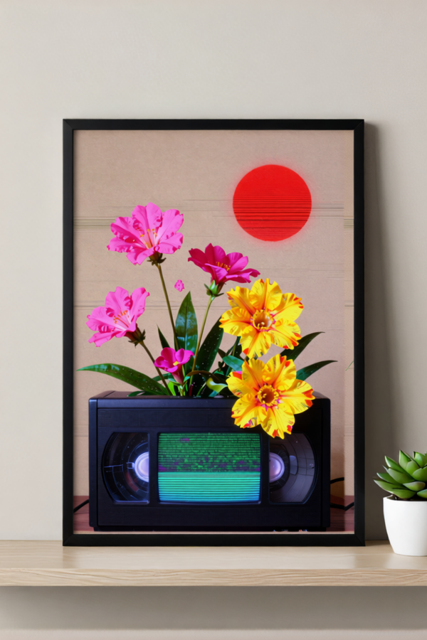 Retro Bloom – VHS Flowers Wall Art Print