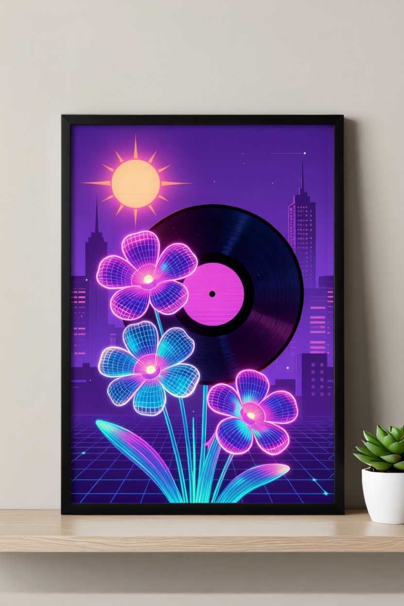 eon Bloom – Cyber Retro Floral Wall Art Print