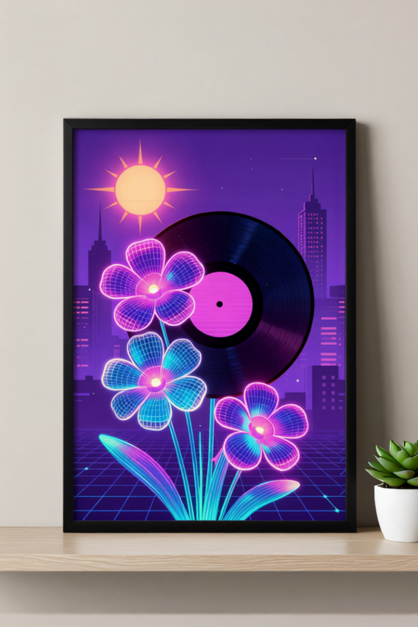 eon Bloom – Cyber Retro Floral Wall Art Print