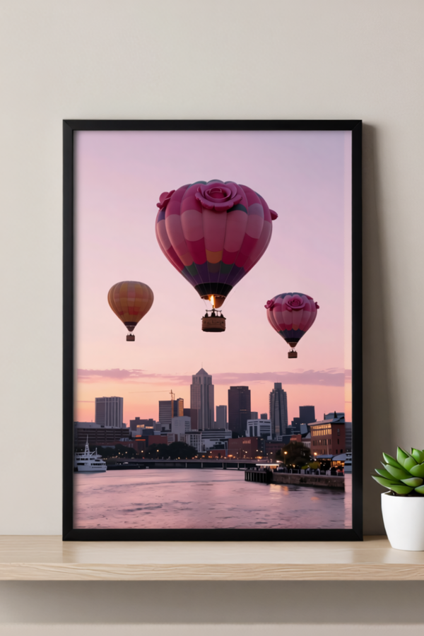 City Bloom – Hot Air Balloon Wall Art Print – Urban Dreams