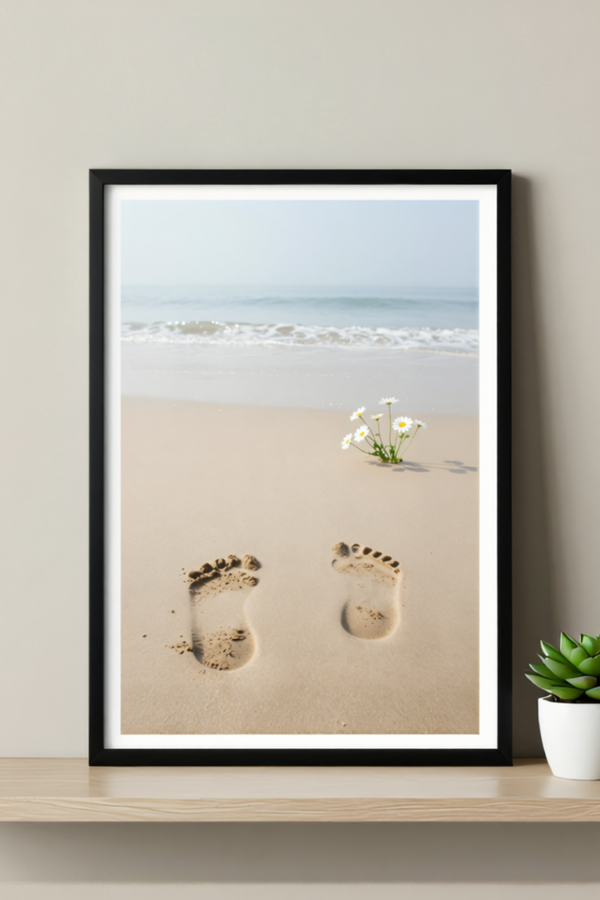 Shore Steps – Beach Wall Art Print – Footprints in the Sand