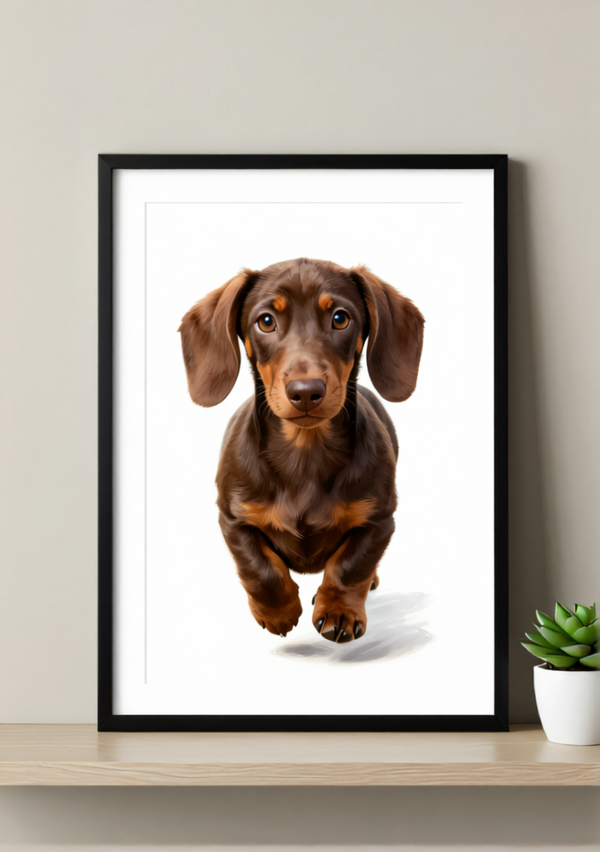 Dachshund Puppy Wall Art Print – Whimsical Dog Artwork