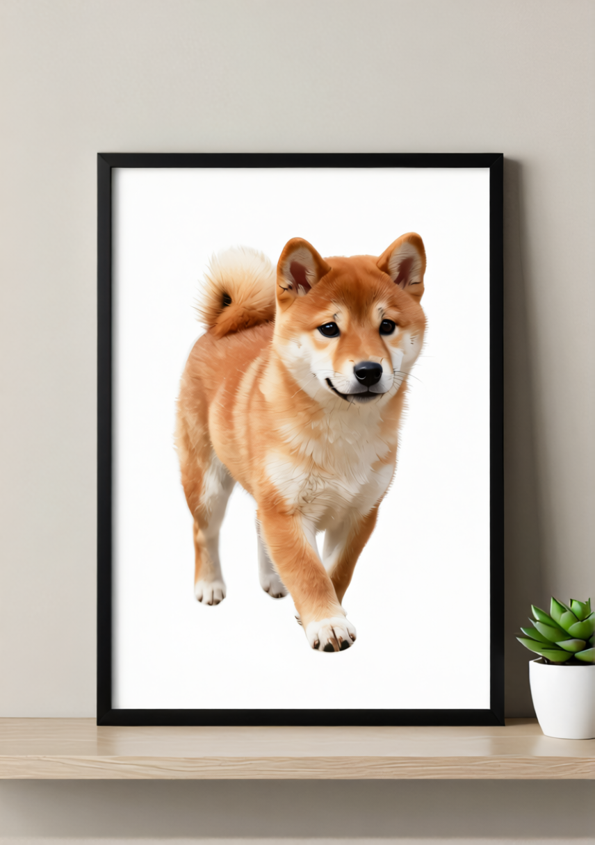 Shiba Inu Puppy Wall Art Print – Energetic Dog Artwork