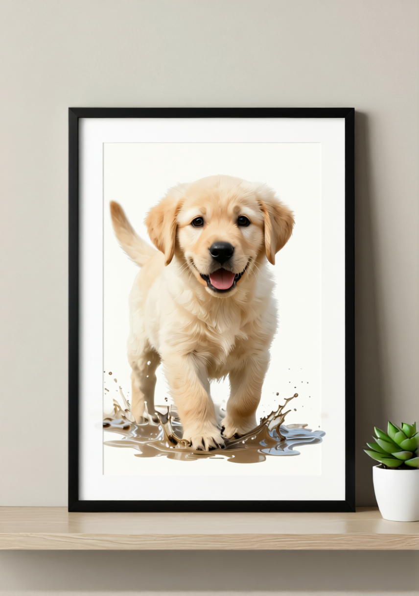 Labrador Puppy Wall Art Print – Happy Dog Artwork