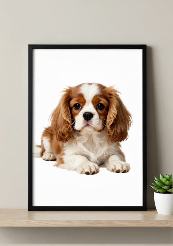 Cavalier King Charles Puppy Wall Art Print – Gentle Dog Artwork