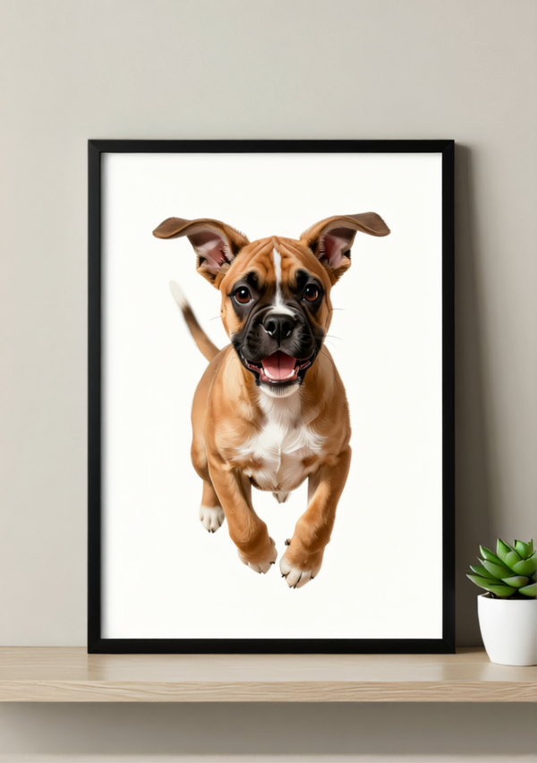 Boxer Puppy Wall Art Print – Playful Dog Artwork