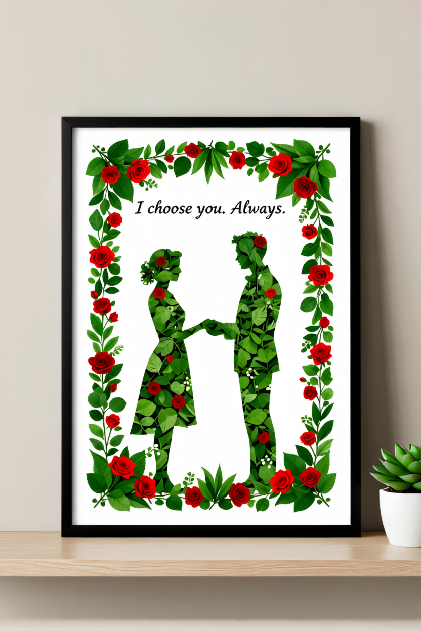 "I Choose You. Always." – Botanical Promise Art Print (Light Garden Version)
