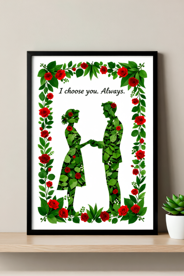"I Choose You. Always." – Botanical Promise Art Print (Light Garden Version)