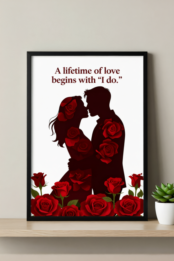 "A Lifetime of Love Begins with I Do" – Wedding Silhouette Art Print