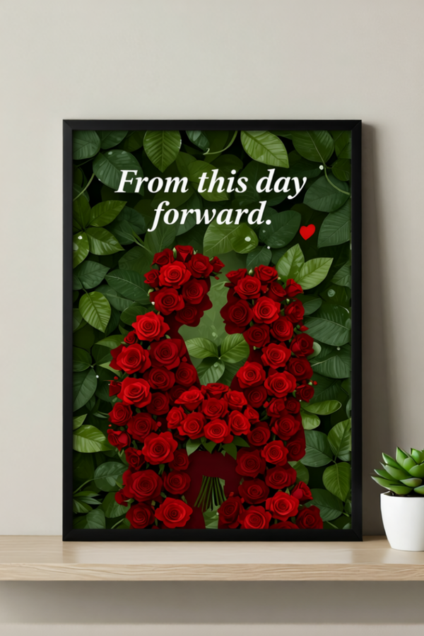 Rose "Garden Vows" – Wedding Promise Art Print (Dark Green)