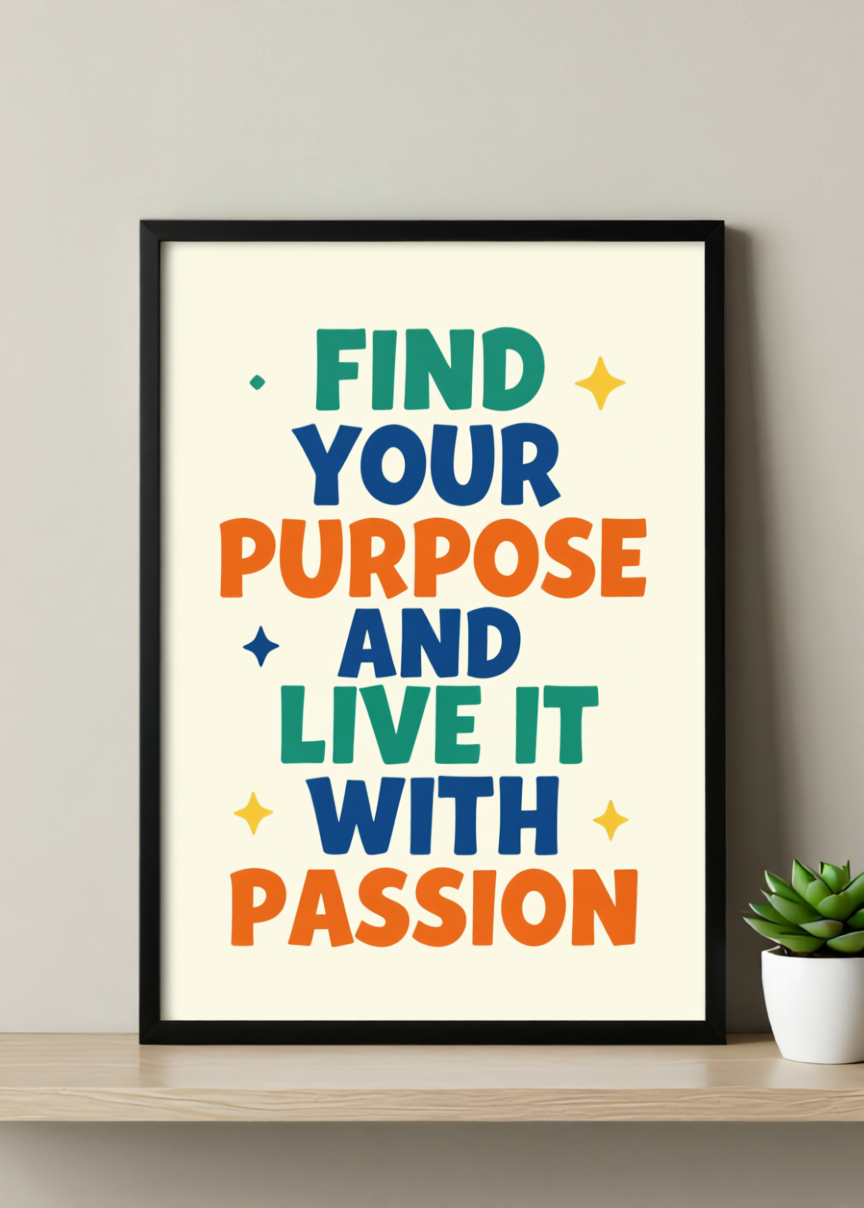 Find Your Purpose and Live It With Passion Framed Art Print