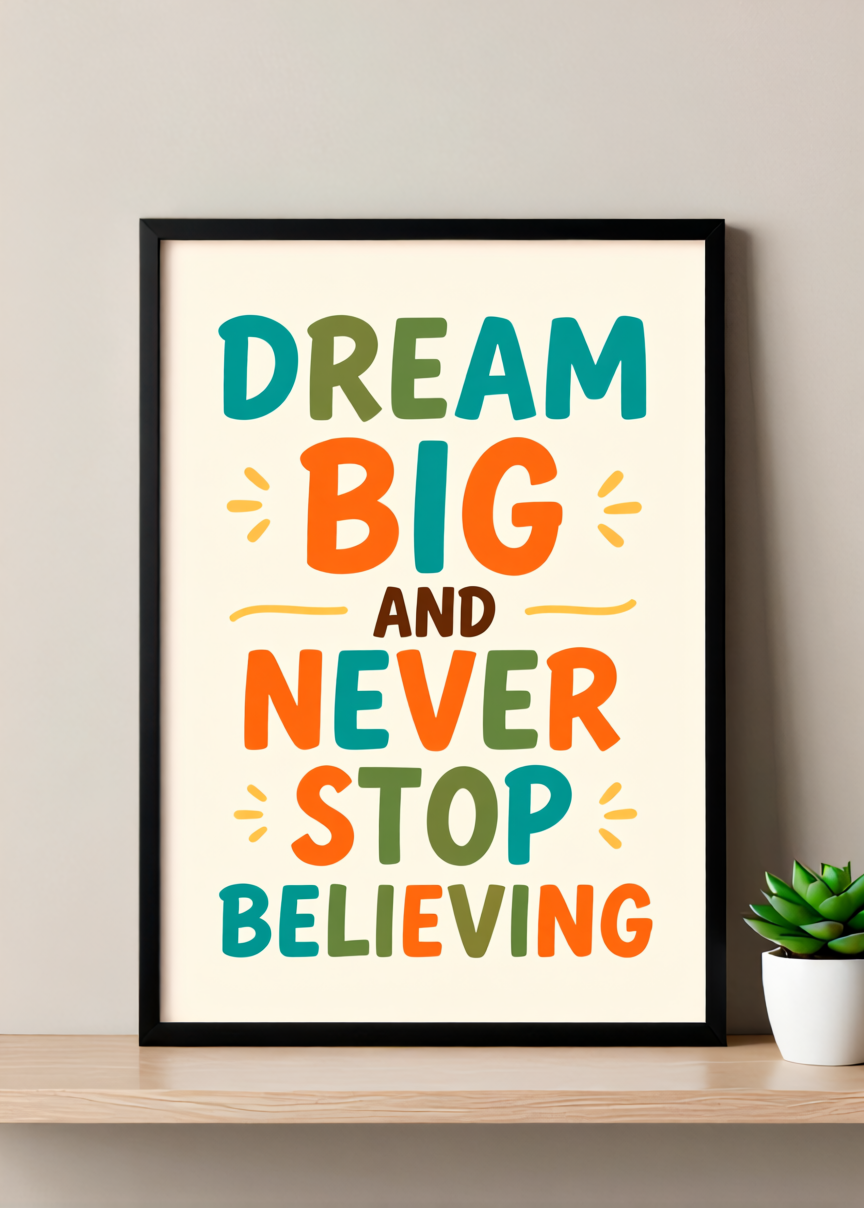 Dream Big and Never Stop Believing Framed Art Print