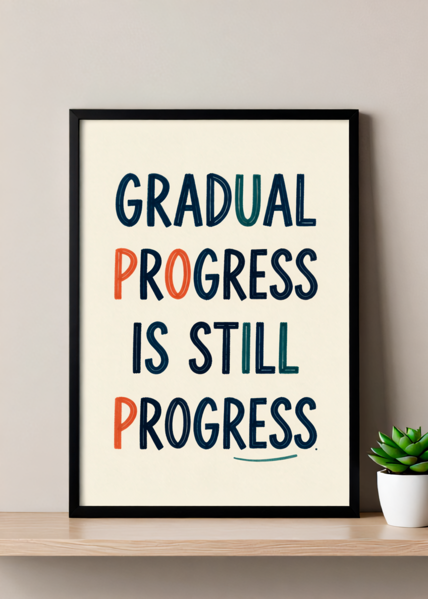 Gradual Progress is Still Progress Framed Art Print