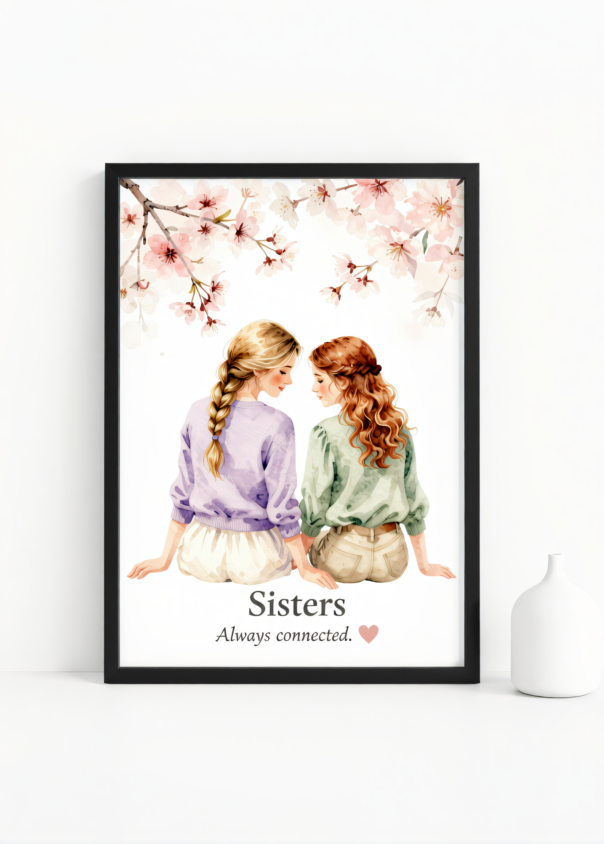 Best Friends Through Every Season” – Watercolor Friendship Wall Art Print | 230gsm Matte Paper | A6 / A5 / A4 / A3 Sizes | Framed or Unframed Options