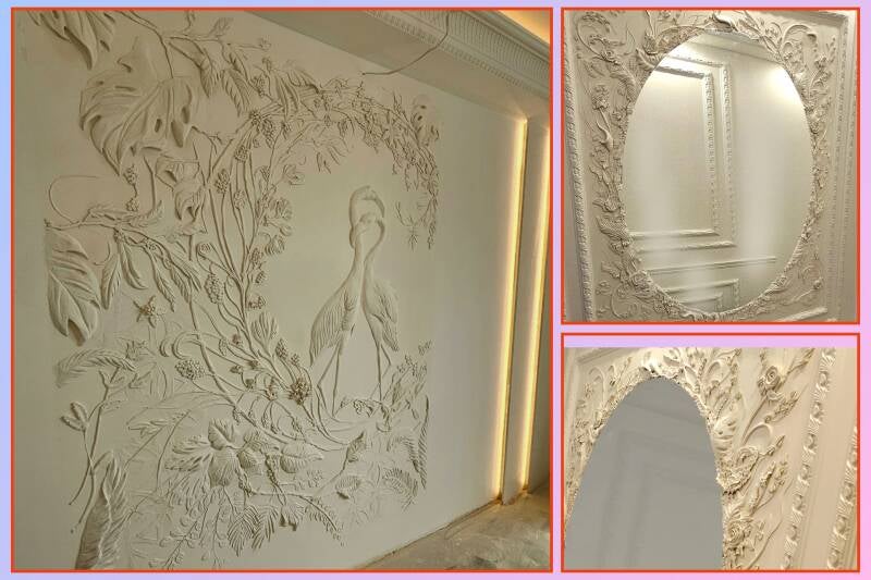 Płaskorzeźba ścienna z tynków mineralnych