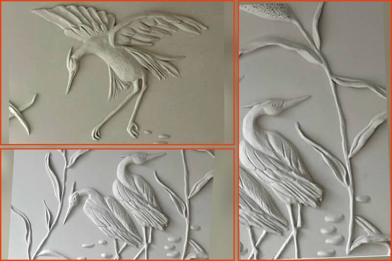 Płaskorzeźba ścienna z tynków mineralnych