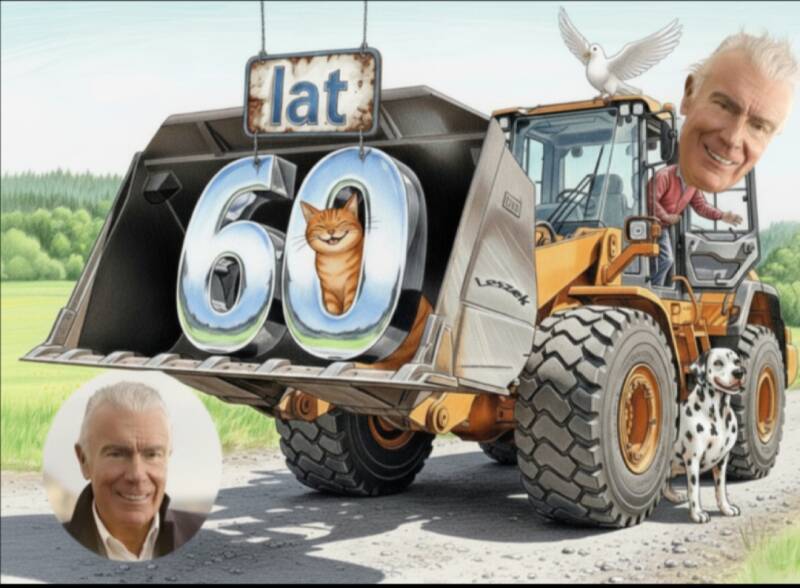 60 lat karykatura cyfrowa