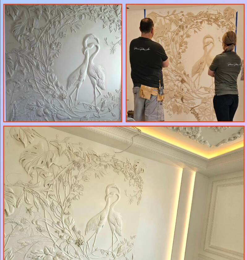 Płaskorzeźby ścienne z tynków mineralnych