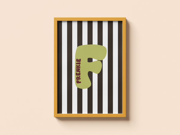 Poster initiaal met naam - Donkerbruin & Groen