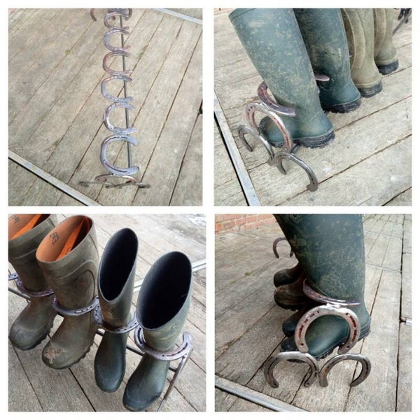 Schoenen rek 4 paar van hoefijzers