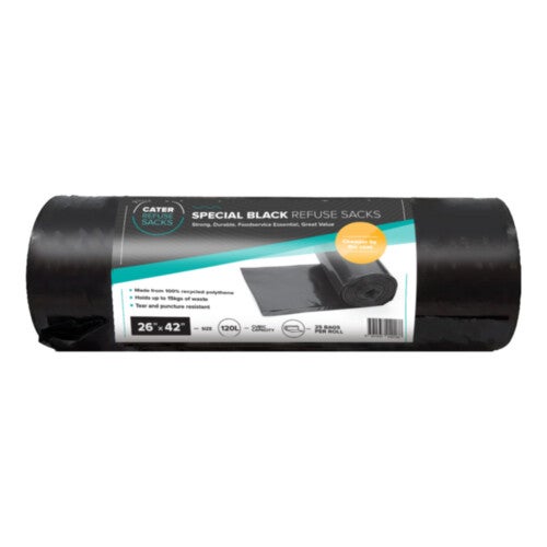 Refuse Sacks Black 26x42 Inch/66x106cm 8 rolls