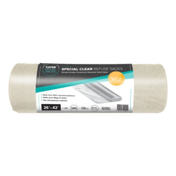 Refuse Sacks Clear 26x42 Inch/66x112cm 8 Rolls