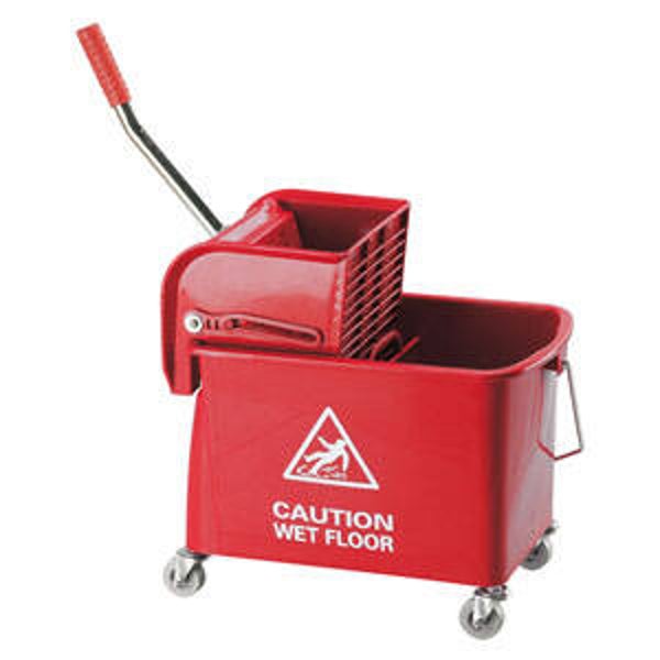 Premium Mop Bucket on Wheels - 20L with Wringer Red