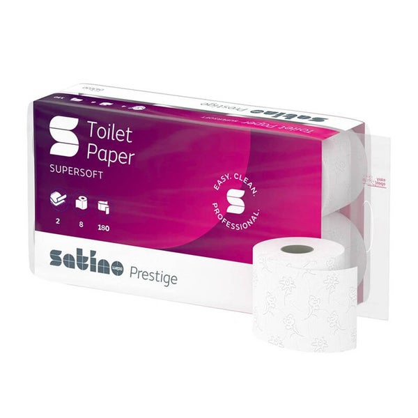 Prestige 2Ply Toilet Rolls 180 Sheets  8x Rolls Per Pack