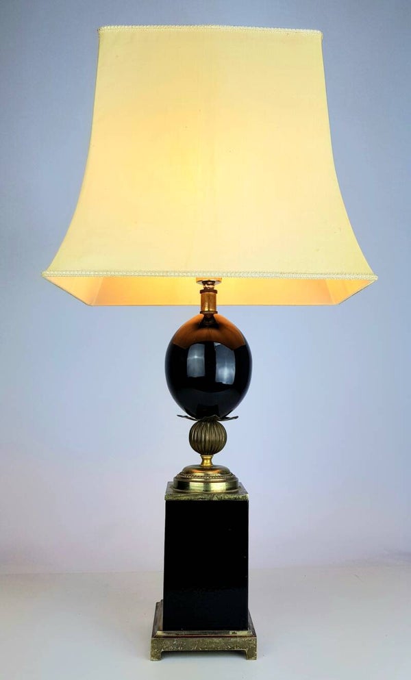 Le Dauphin - Elegant Large Black Lacquered Egg Table Lamp