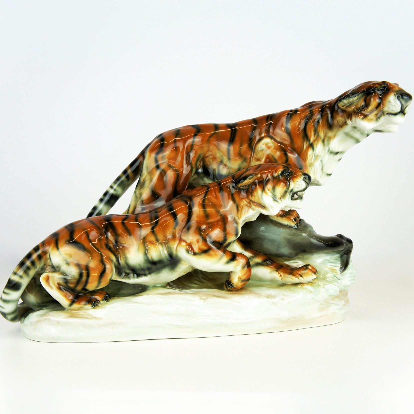 Austria Amphora - Porcelain Group of Tigers - Thurin Period c.1900