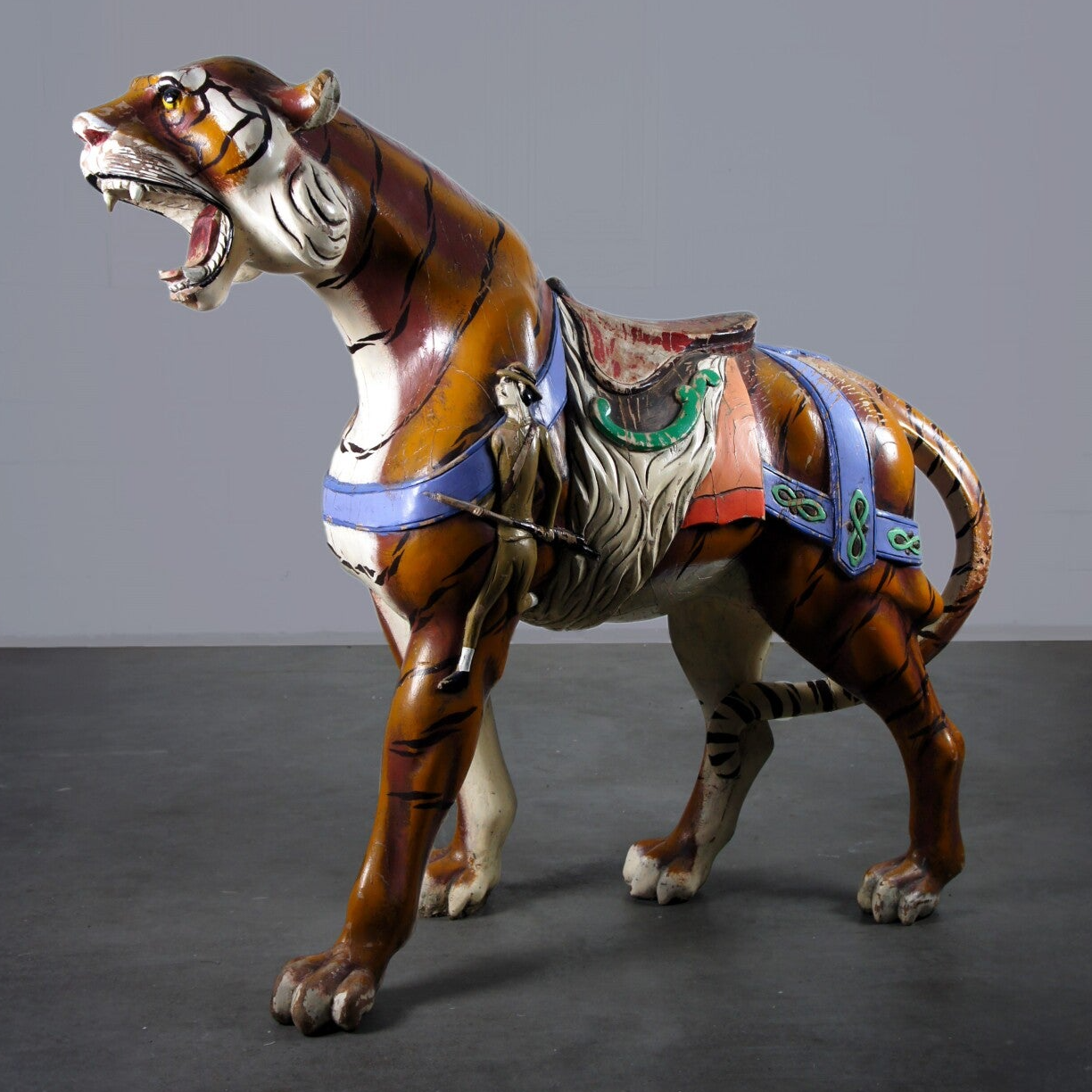 Rare Large Wooden Carousel Tiger - Early 20th Century