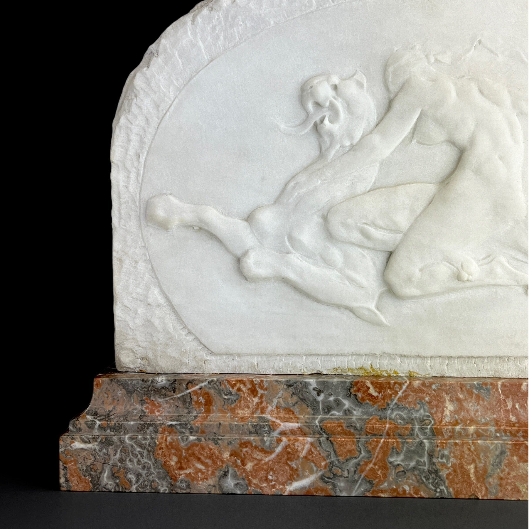Art Deco - Carrara Marble Bas Relief - Nymph