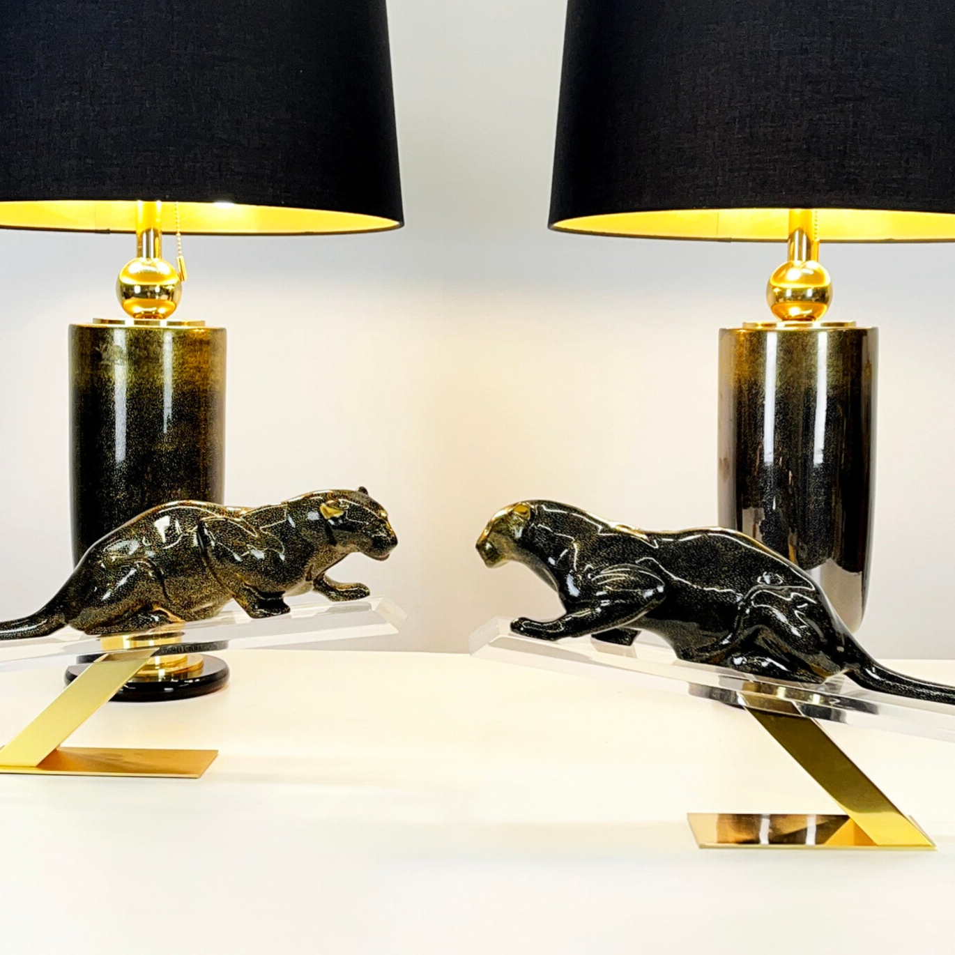 Mangani - Oggetti, Couple Porcelain Panther - 70s